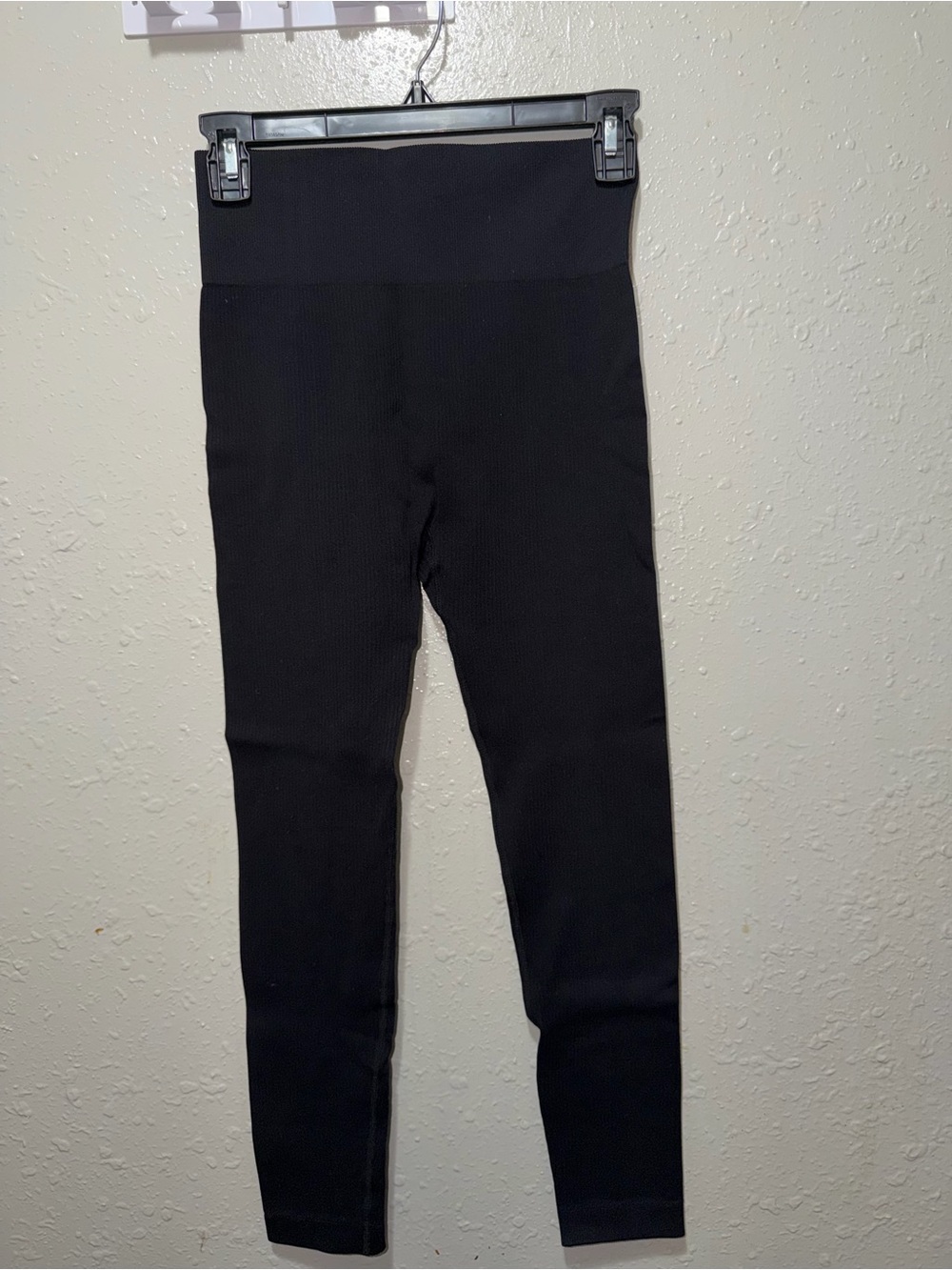 Kids Black High-Waist Ribbed Leggings